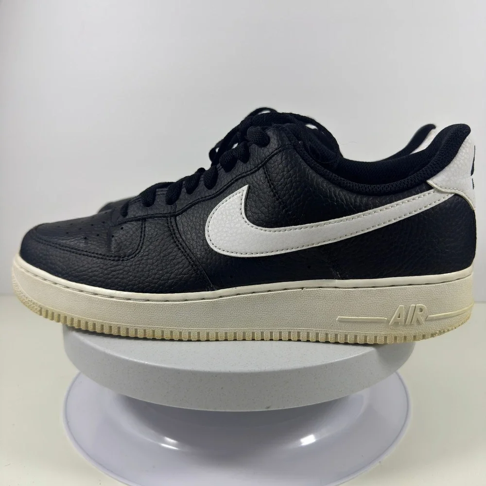 Nike Air‎ Force 1 Low Men Sneakers Black White Leather Casual Shoes Size 10